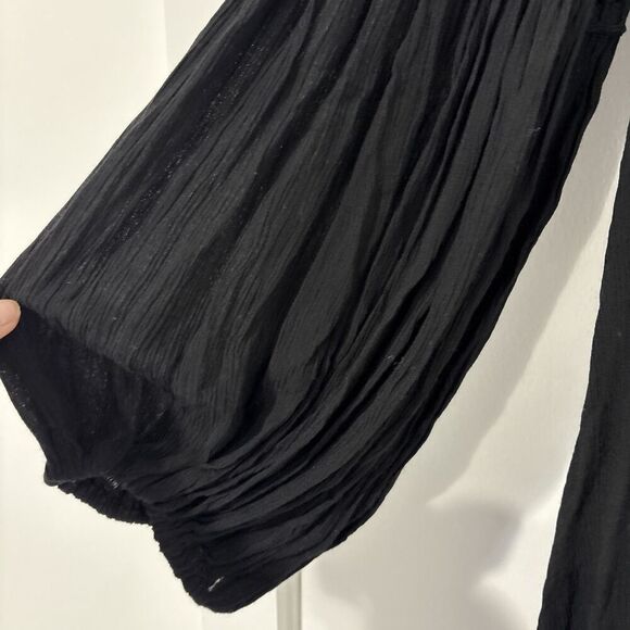 FREE PEOPLE Black Just the Two of Us Crochet Lace Inset High Low Tunic Top XS - Picture 10 of 15